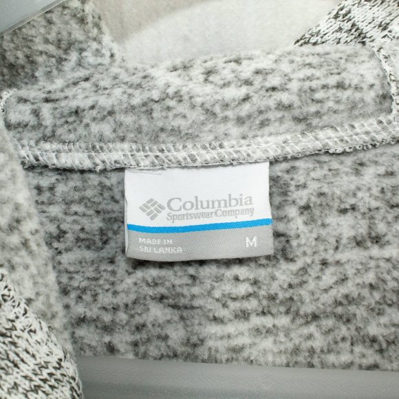 Columbia Heather Gray 1/4 Button Pullover Hooded Sweater Size M - Picture 8 of 12
